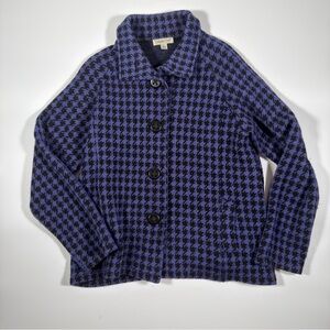 Coldwater Creek‎ Women's Houndstooth Wool Pea Coat - Purple and Black Size Large